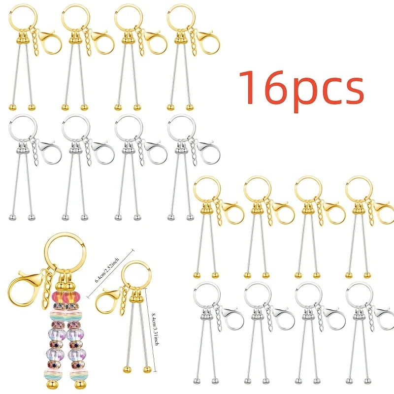 

Double DIY Key Rods Keychain Blank Keychains Jewelry Key Rings Keychain Additions Kit Handmade Keychain Making Gifts 16pcs