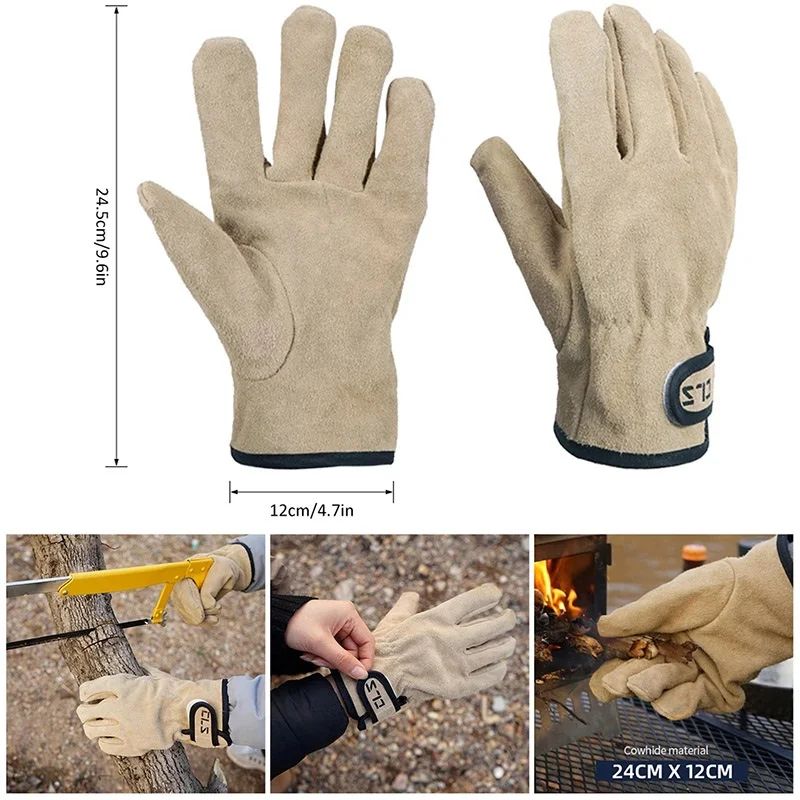 Camping Protective Work Gloves for Cooking, barbecue,Baking,Cutting Firewood,and Hunting Heat Insulation Wear Resistan Gloves