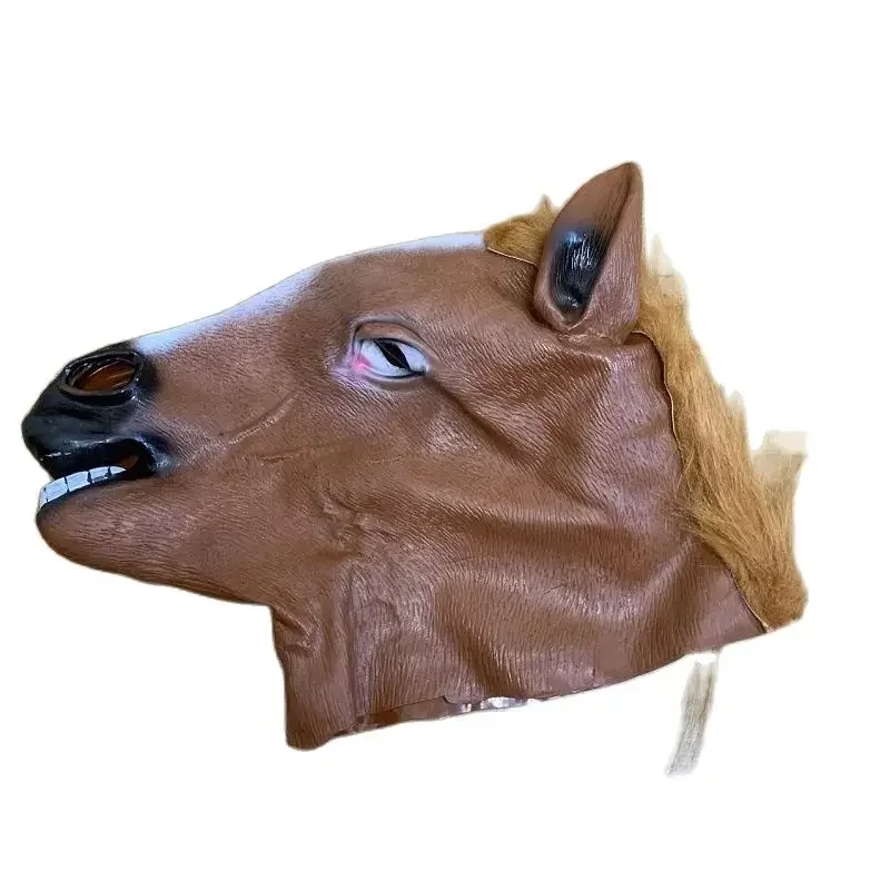 Uomini Brown Horse Masks Girl Funny Horse Head Mask Latex Animal Mask novità Halloween Cosplay Costumes copricapo Mascara De Latex