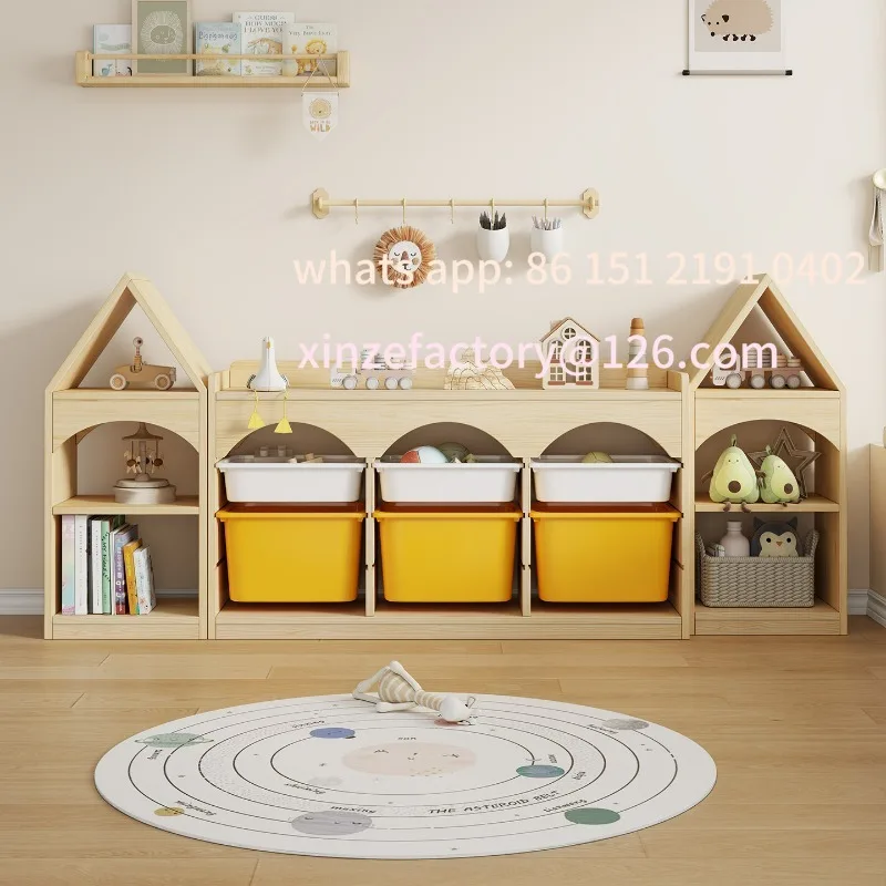 Armadietto portaoggetti per giocattoli in legno massello per bambini personalizzabile, armadietto multifunzione per classificazione e smistamento multistrato