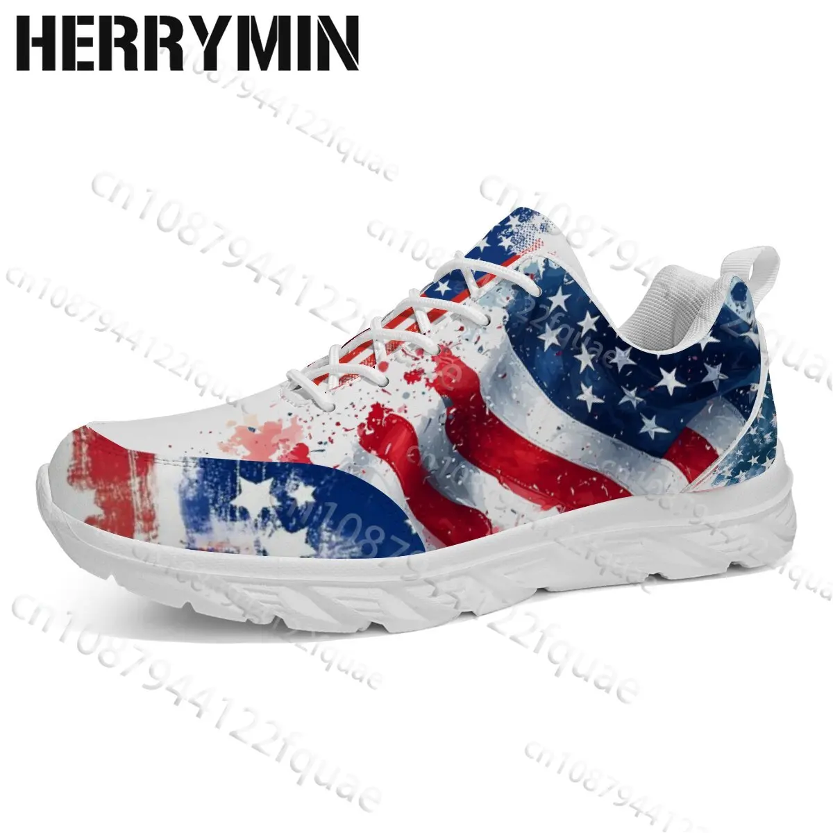 New Model Full Coverage American National Flag Teenager Kids Black White Shoes Boys Girls Fashion Breathable Lightweight Shoes
