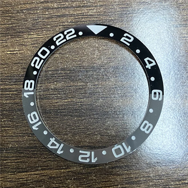 2023 جديد 38 مللي متر GMT أسود رمادي الذهب أرقام 2 لامعة ساعة سيراميك الحافة إدراج ل 40 مللي متر NH34 35 حركة حالة Skx007 الجمعية وزارة الدفاع #4