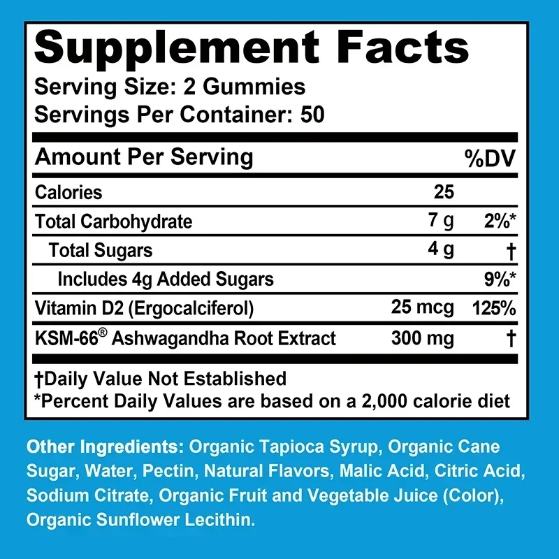 Ashwagandha Gummies - Regulates Mood, Relieve Stress, Promote Brain and Nervous System Health, Improve Cognitive Function