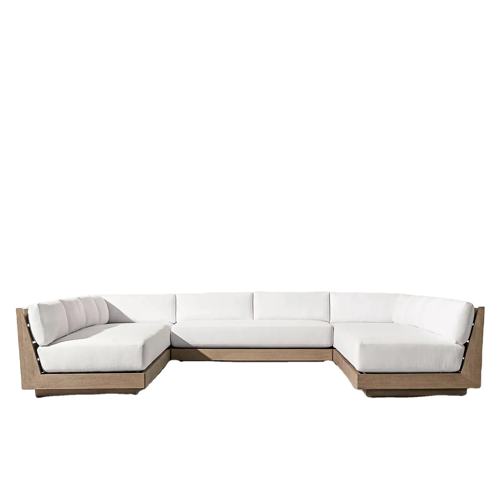 Luxury Garden Furniture High Back Sofa With Corner Chair Patio Teak U-Sofa Sectional Sofa Set