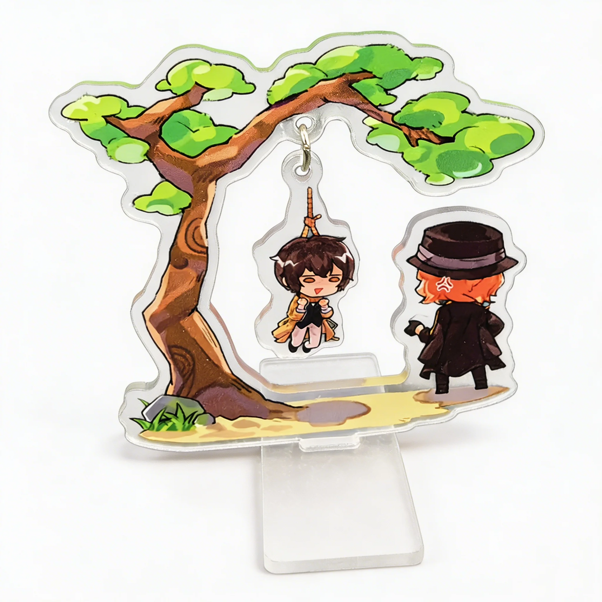 Bungo Stray Dogs Tree Swing Acrylic Stand Dazai Chuuya Movable Pendant Q Chibi Anime Figure Desktop Ornament BSD Fans Collectibl