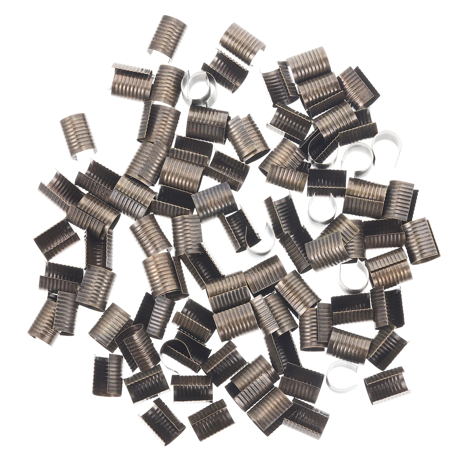 

100pcs Cylindrical Fastener Iron Crimping Luggage Hardware Accessories Rope Clip for Jewelry DIY Crafts Decoration