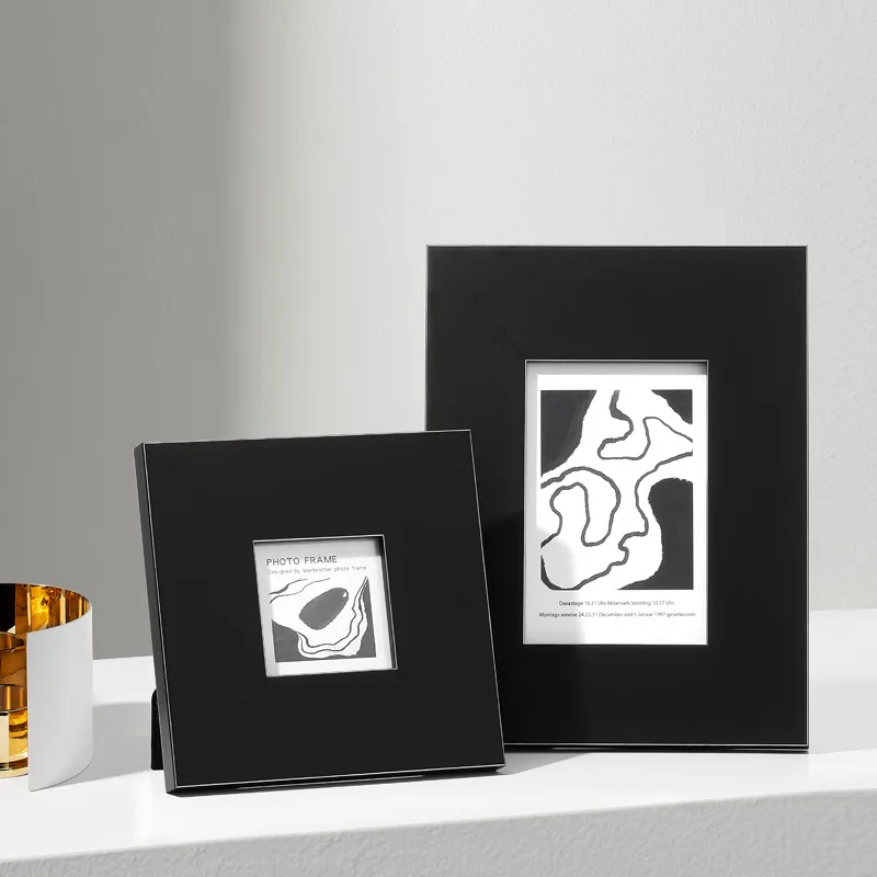American Light Luxury Black Solid Wood Picture Frame Desktop Porch Wine Cabinet Decoration