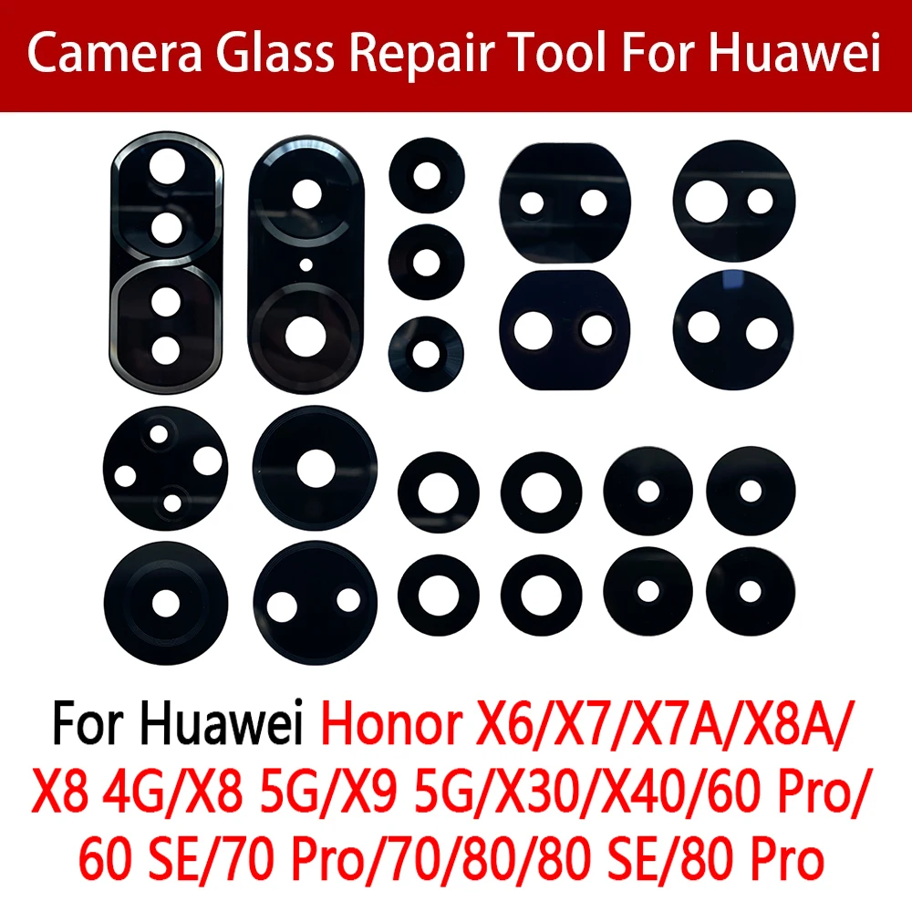 Rear Back Camera Glass Lens Cover For Huawei Honor 90 60 70 80 Se Pro X6 X7 X7A X8A X30 X40 X8 4G X9 5G With Adhesive Sticker