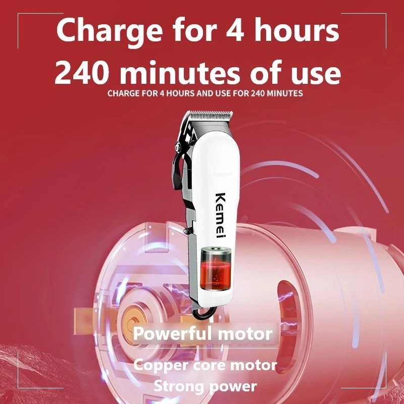 Kemei-男性用電動バリカン,LCDディスプレイ付きワイヤレス充電式バリカン,プロ用スタイリングデバイス