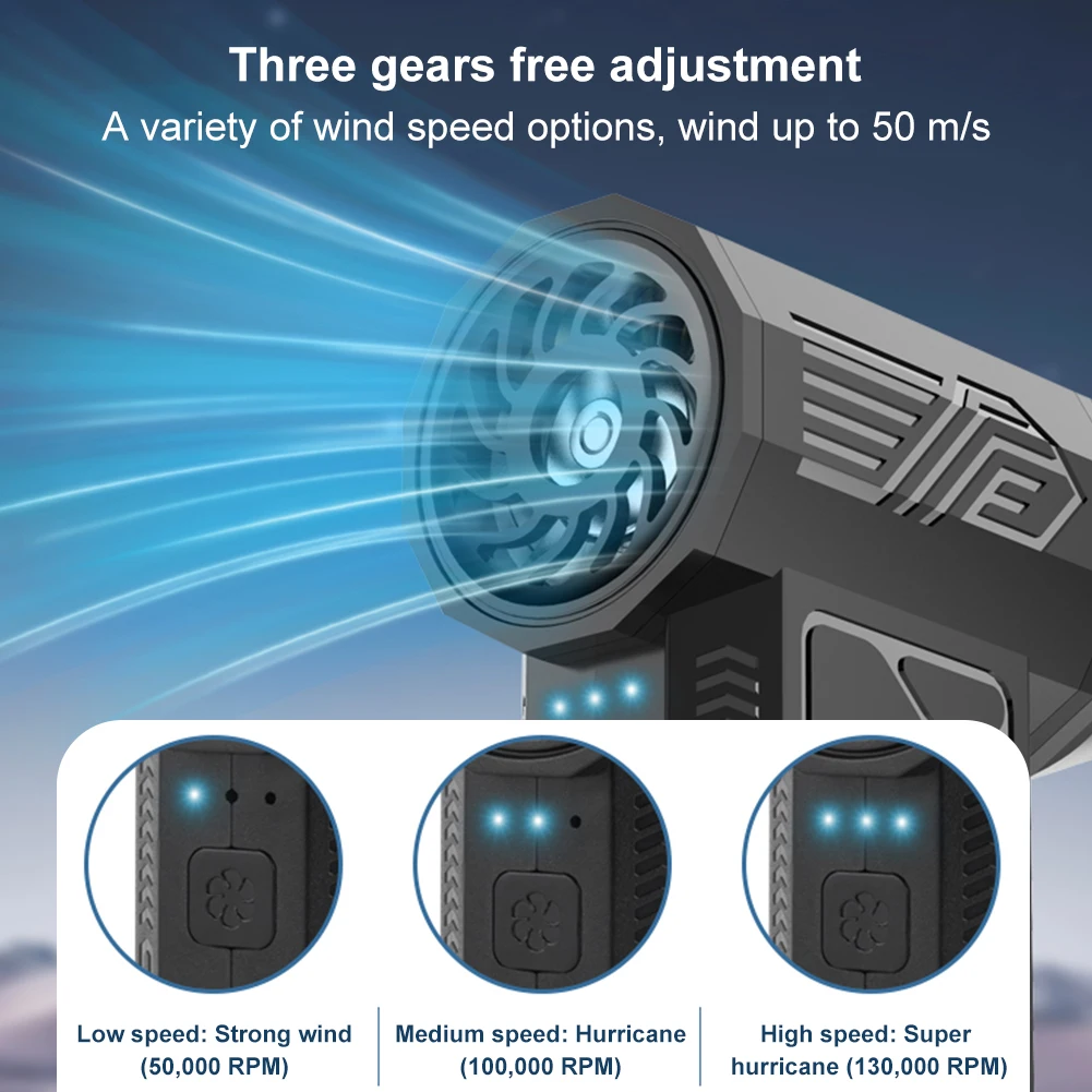 Air Blower Mini Turbo Jet Fan Turbo Violent Fan 130000 RPM Brushless Motor Turbo Violent Fan 50m/s Handheld Duct Fan for PC