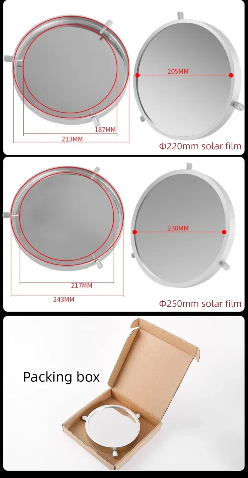 Angeleyes Sonnenfilter für Sonnenfinsternisse und Sonnenfleckenbeobachtung, kompatibel mit 80-250mm Teleskopen – Detail 15