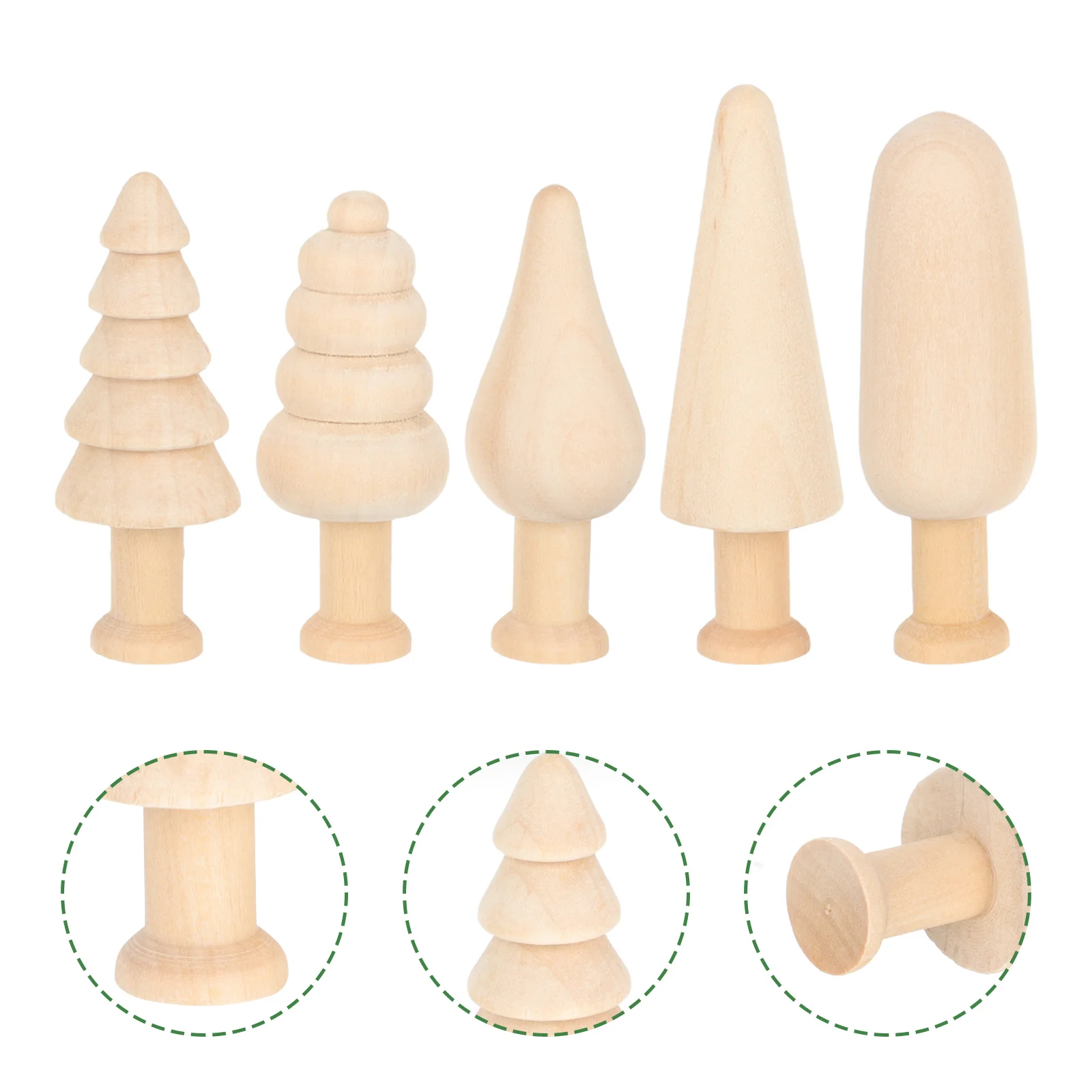 

10 Pcs Small Wooden Mushroom Miniature Painting Tree Decor Aesthetic Xmas Trees Nail Lotus Plain Shapes Child Toy