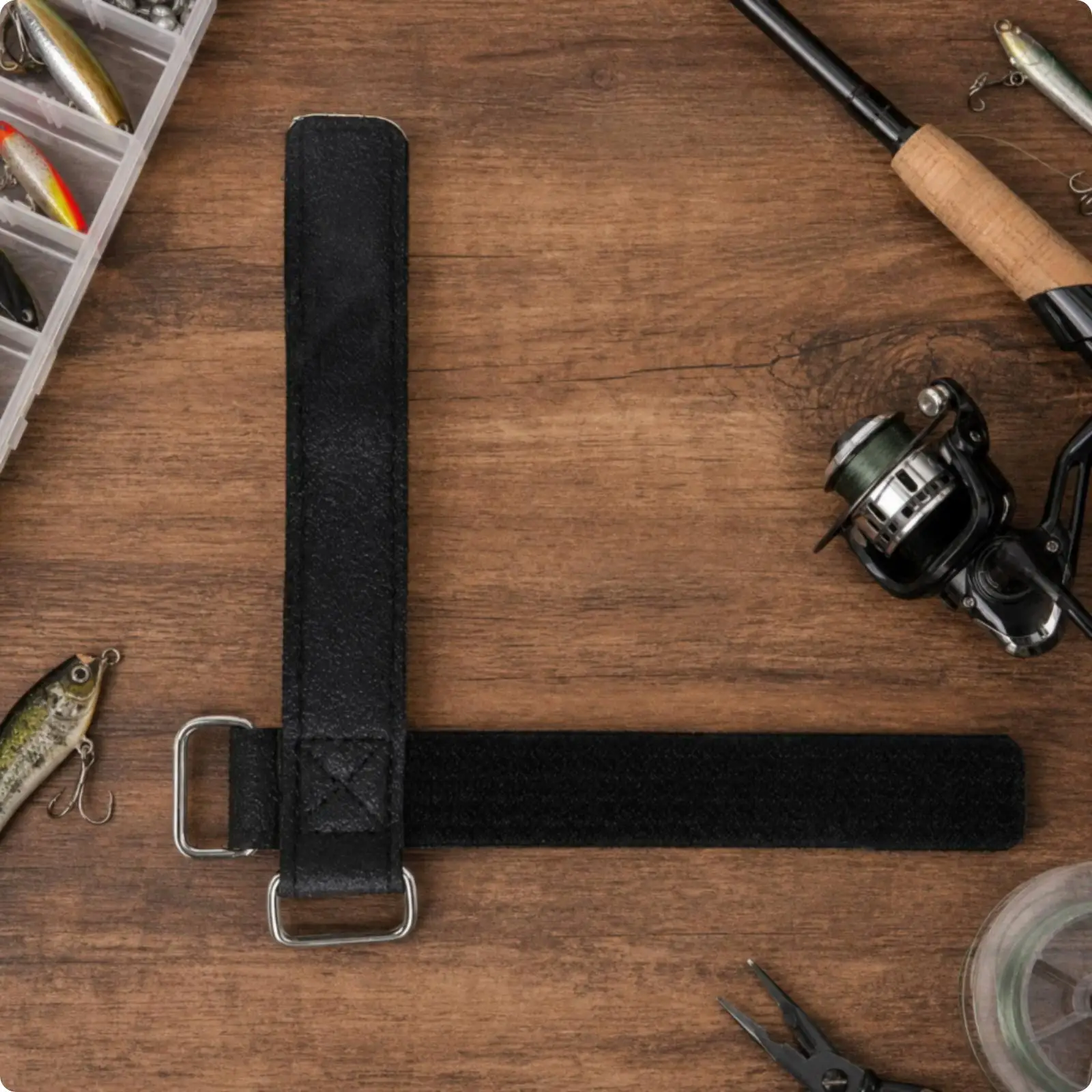 Car Vehicle Fishing Rod Holder Strap Mount Bracket Polyester Black Anti Slip Support Compact Interior Organizer Secure Rod Rest