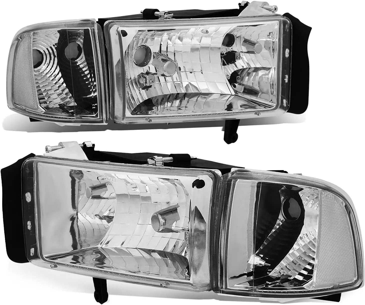 

4Pcs Factory Style Headlights Assembly and Corner Lamp Compatible with Dodge Ram 1500 2500 3500 (Non-Sport Models) 94-02, Driver