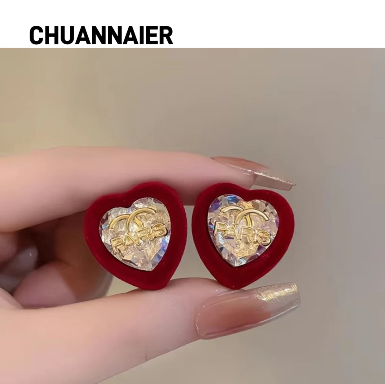

Heart-shaped velvet earrings for women, autumn and winter, retro, luxurious, high-end, temperament, earring, hot sale, design