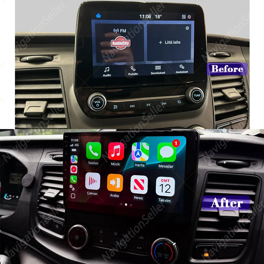 

Radio Screen For Ford Transit Custom V363 2018 2019 2020 2021 2022 2023 2024 Carplay Android Head Unit Stereo Multimedia Video