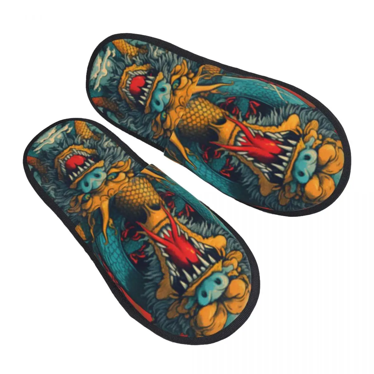 

Плюшевые домашние тапочки «Дракон в небе» с облаками, теплая мягкая обувь, домашняя обувь, осень-зима