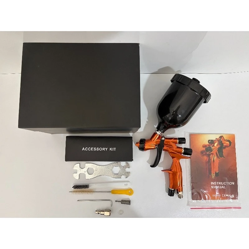 Gravity Feed Air Spray Gun 1.3mm Nozzle 600ml Cup Aluminum Alloy Car Paint Gun for Water‑Based Coating Spraying Tool