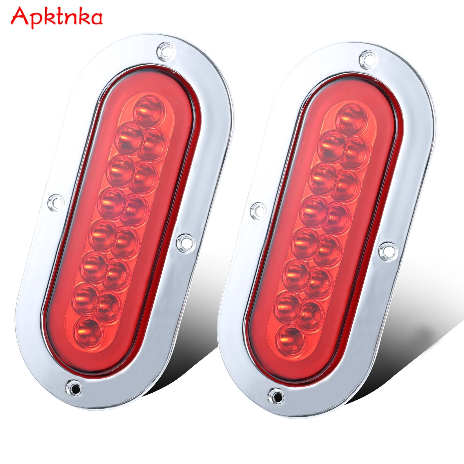 2x Trailer Tail Light Red Stainless Steel Chrome Bezel Waterproof Stop Brake Turn Tail Lights for Truck Van Camper Boat Lorry