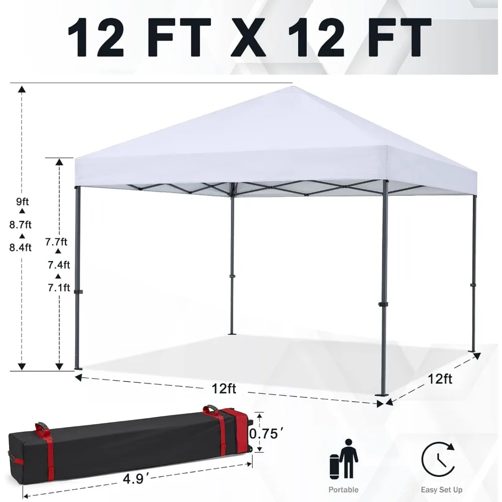 Tienda de campaña duradera, toldo fácil de instalar, 12x12 pies (blanco)