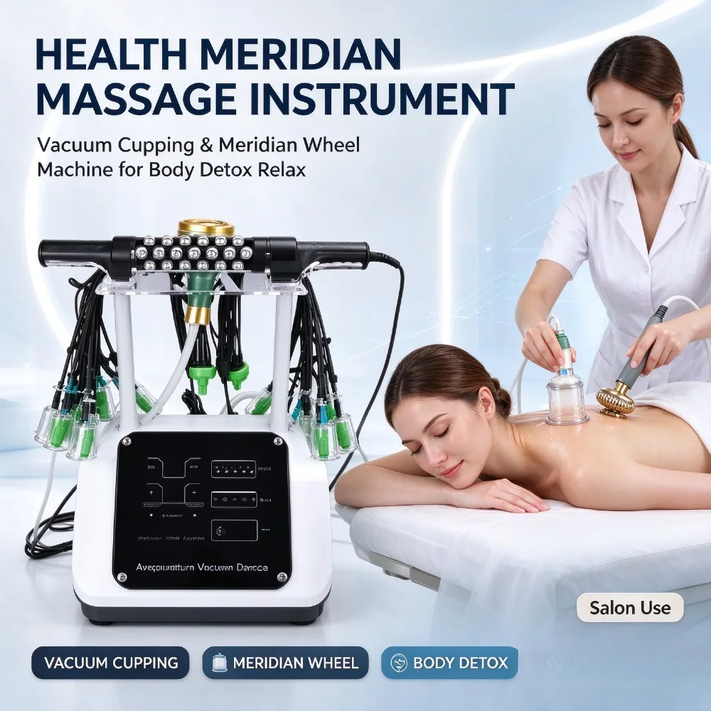 Meridian Health Instrument, Vacuum Cupping & Meridian Wheel Massage Machine, Body Detox Relax Physiotherapy Beauty Device