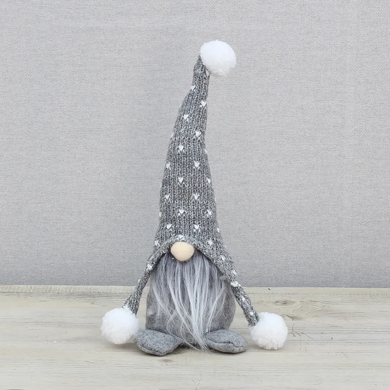 White Bearded Faceless Doll Christmas Nordic Forester Knitted Hat Sitting Doll Decoration Plush Toy Doll