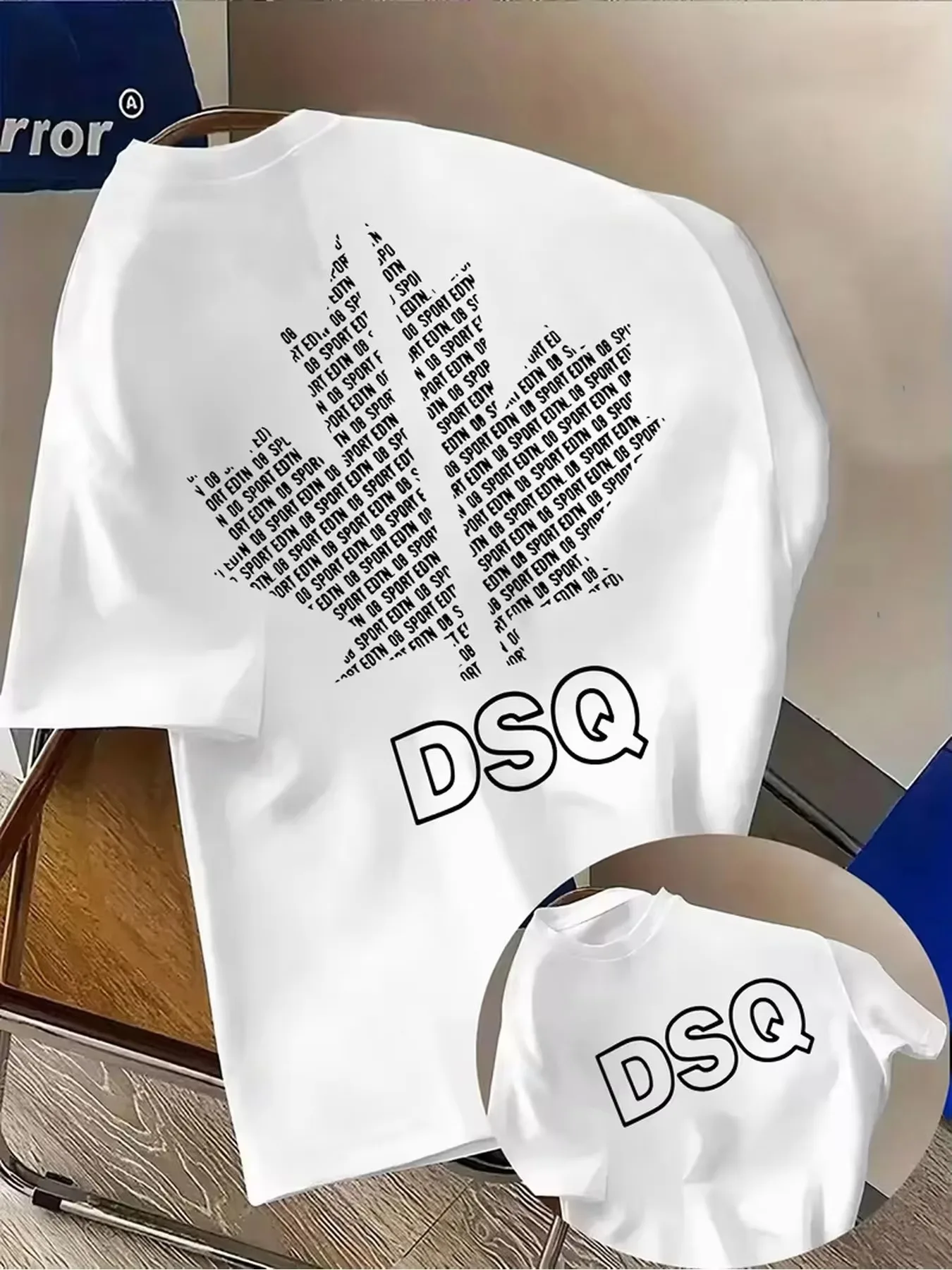 2026 new Maple Leaf Text Collage Graphic Men T Shirt O Neck Short Sleeve Black Casual Streetwear Tees Tops