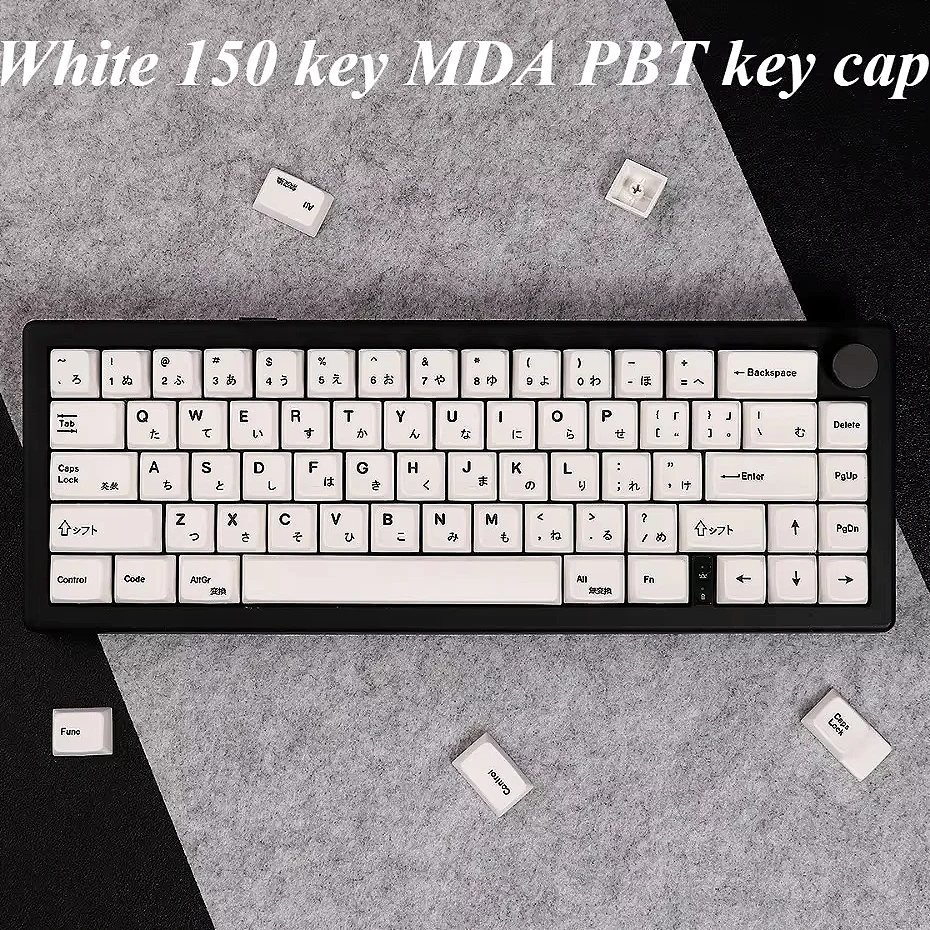 Minimalist White, Japanese Keycap MDA PBT Keycap Set Suitable for HI75 61 84 96 98 99 104 F87 and other keyboards