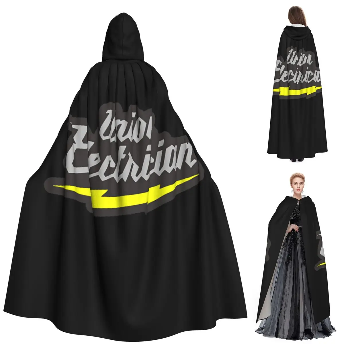 

Union Electrician Long Hooded Cloak Witch Medieval Costume Cosplay Cape HalloweenVampire Adult Unisex