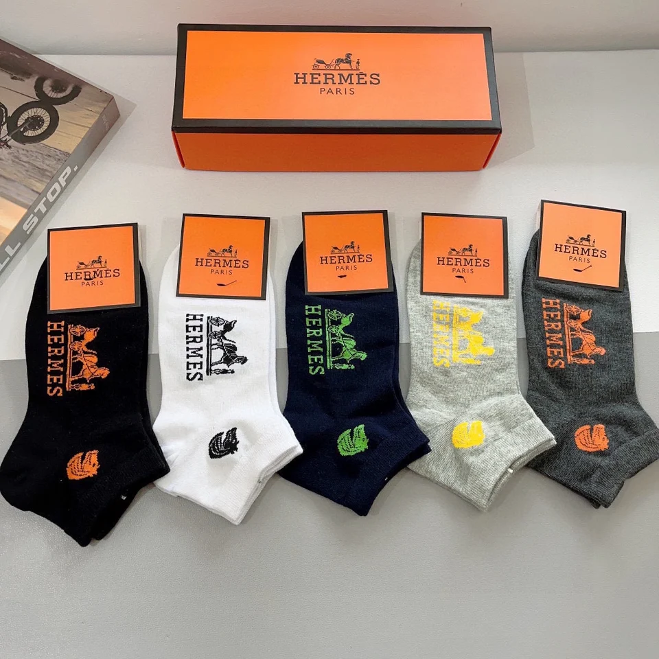 Hermes Socks Set of 5 New High Quality Cotton Thermonoses