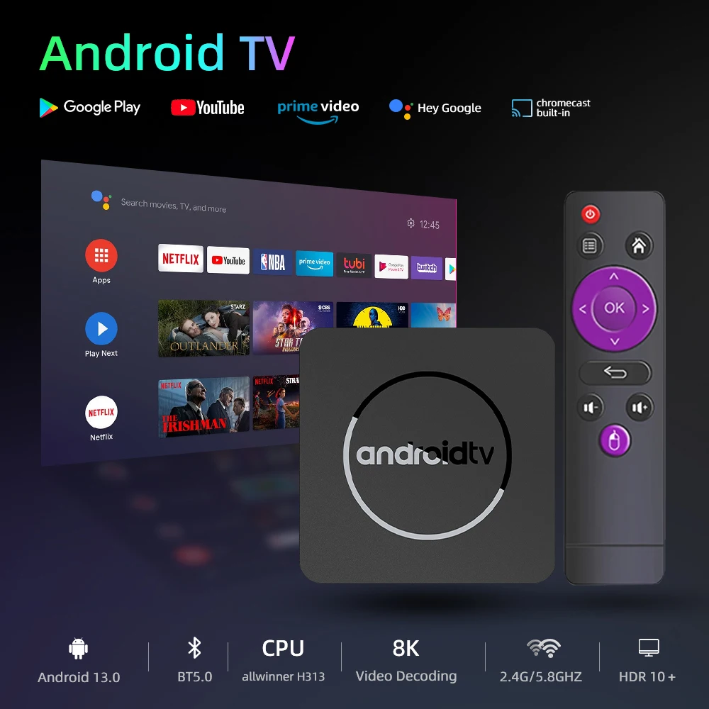 HOT MORTAL Q1 Smart Android TV Box 4K Android13 AllwinnerH313 Dual 2G5G Wifi  Bluetooth Stream Media 2G16G Set Top Box