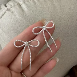 S925 sterling silver niche design feeling bow earrings fashion INS style earrings wholesale