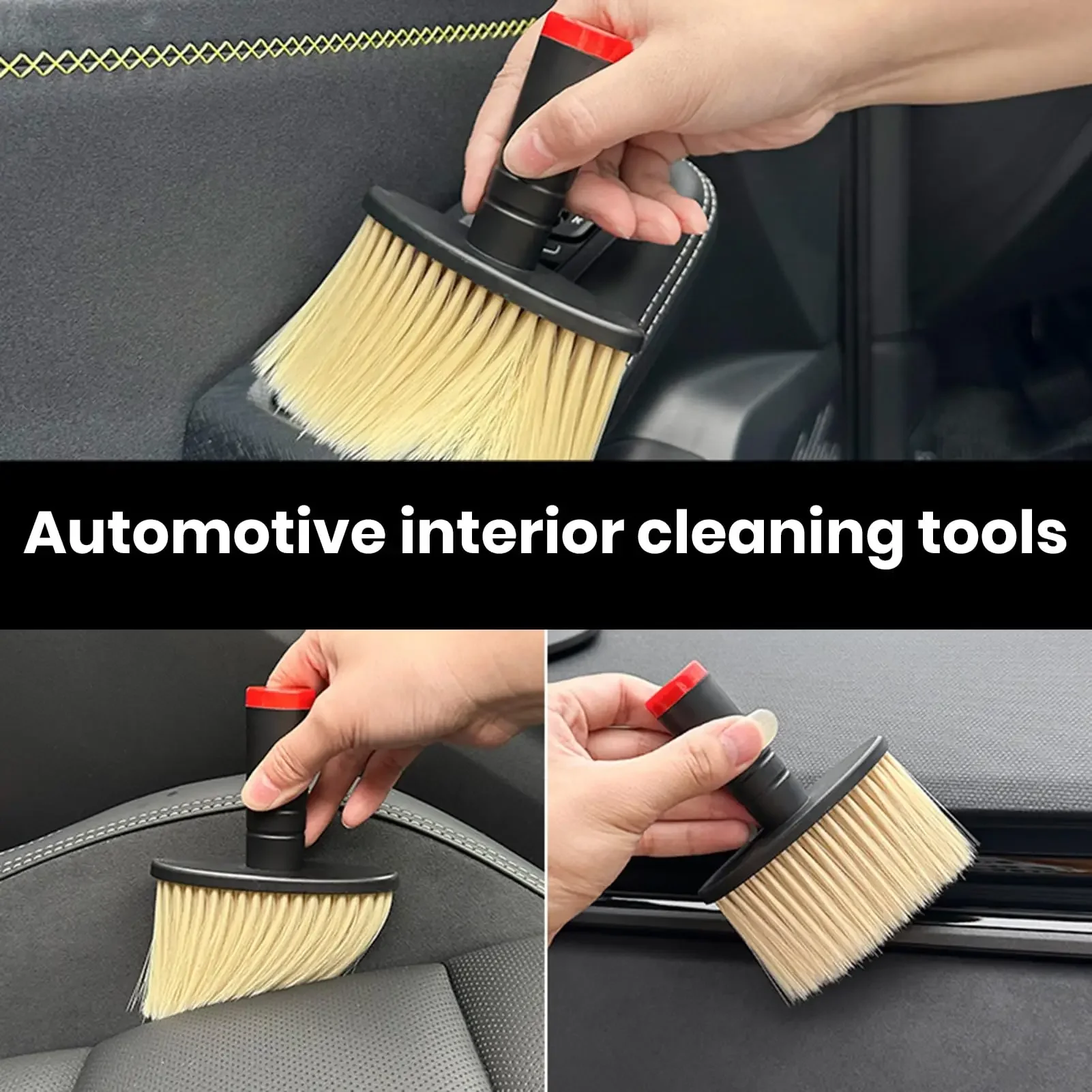 Universal Car Interior Dust Brush – Long Handle Soft Bristle for Air Outlet, Dashboard, Console & Cup Holders