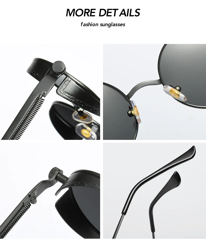 

Men Women Punk Agitation Gothic Fashion Glasses Active Sports Polarized Sunglasses Circular Restoring Ancient Way