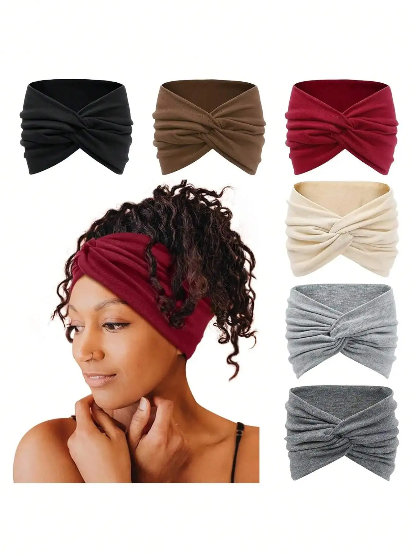 

1pc Women's Wide Headband, Solid Color Stretchy Sweatband For Sports, Yoga, Running, Fitness