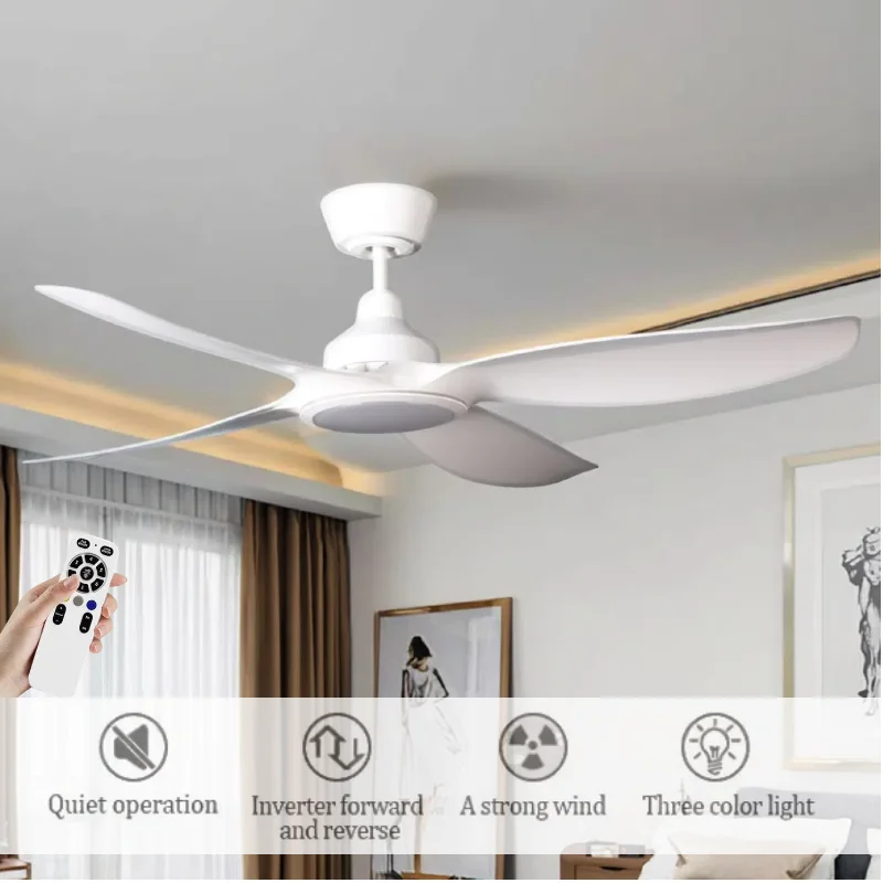 Nordic Modern 52-Inch LED Ceiling Fans Light High-Speed DC Motor Remote Control Accessory ABS For Home Office Bedroom Dining