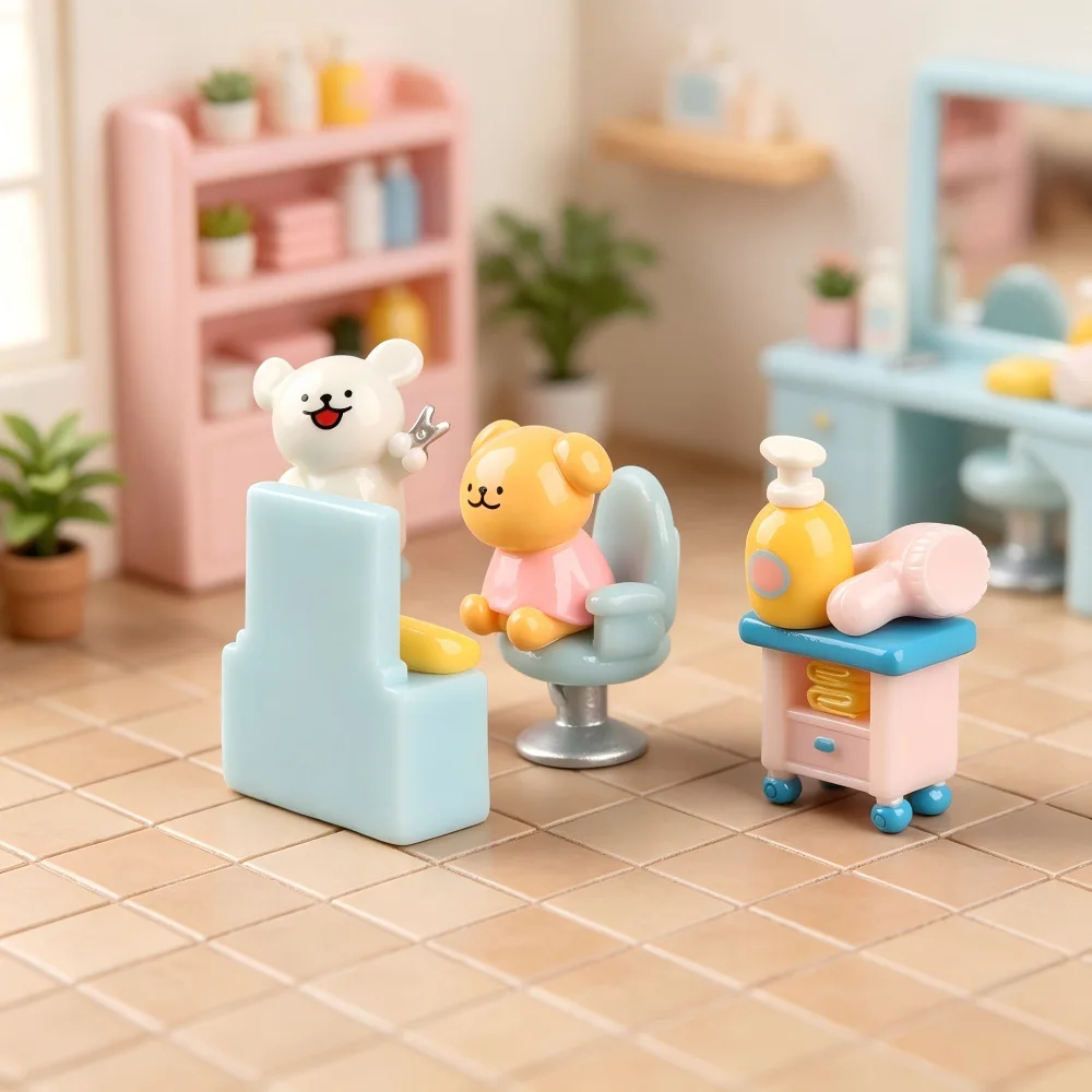 100pcs Kawaii Hair Dryer Barber Shop Ornament Comb Wash Bottle Tool Cart DIY for Keychain Earrings Dollhouse Accessories