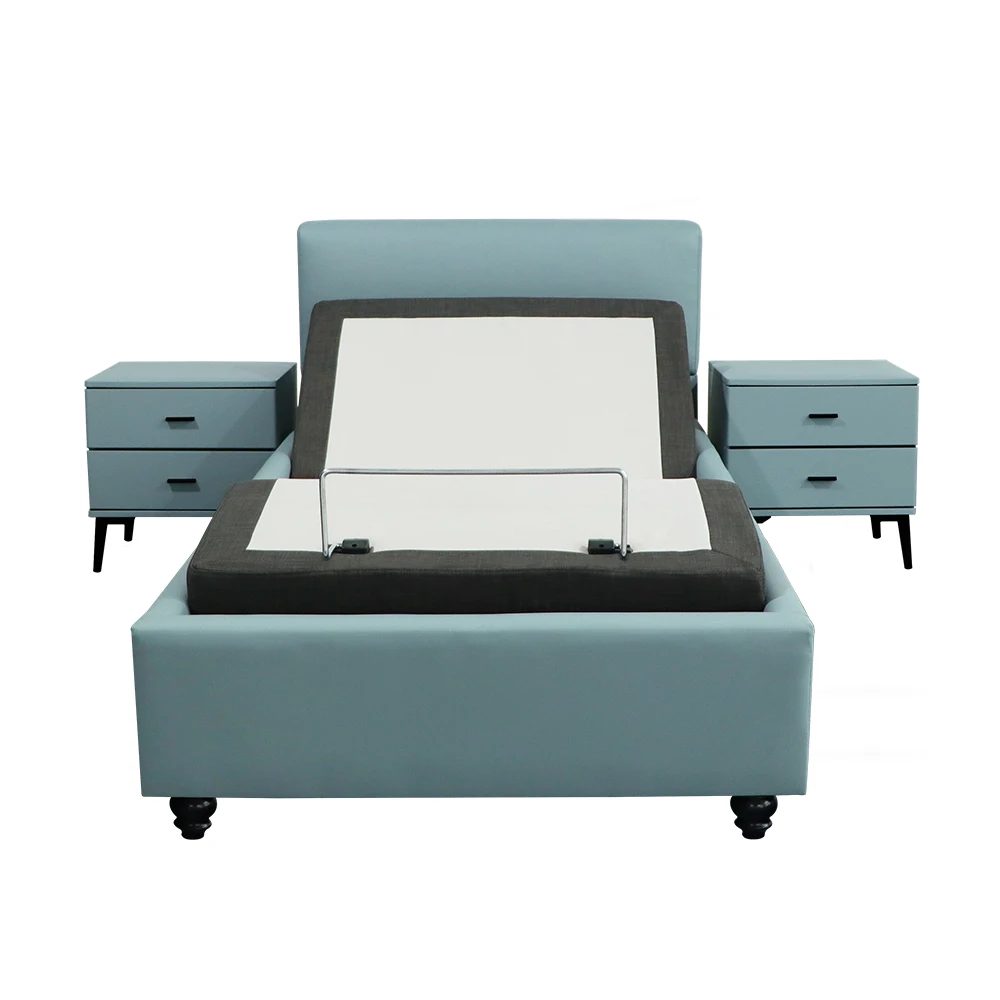 어린이용 전동 조절식 싱글 침대 프레임 (헤드보드 및 주변 장식 포함)