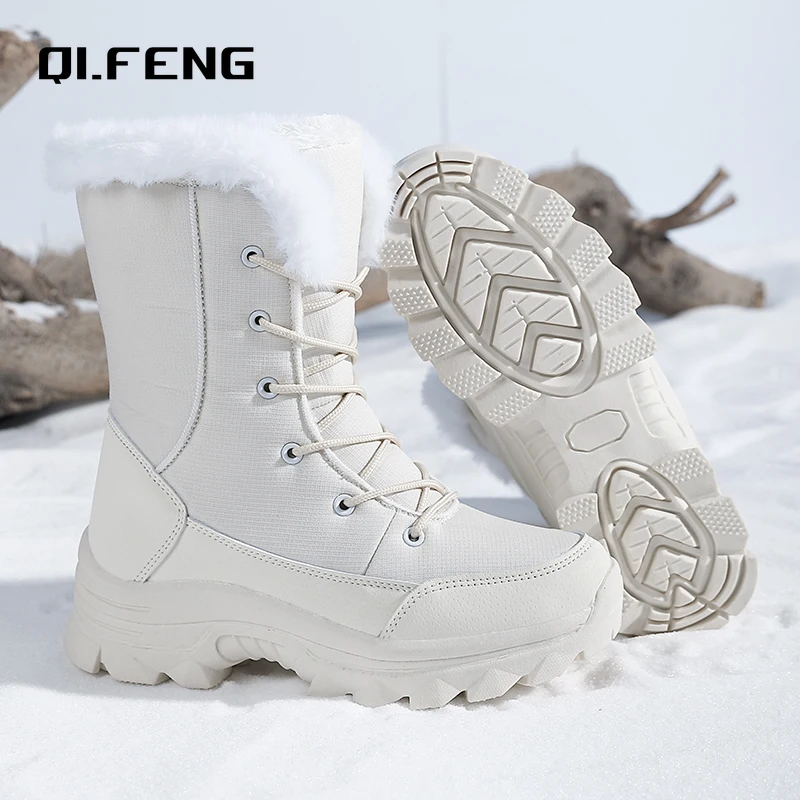 Snow Boots High Top Women's Shoes Warm Cold Resistant Outdoor Plush Shoes Winter Women's Hiking Mountaineering Anti Slip Boots