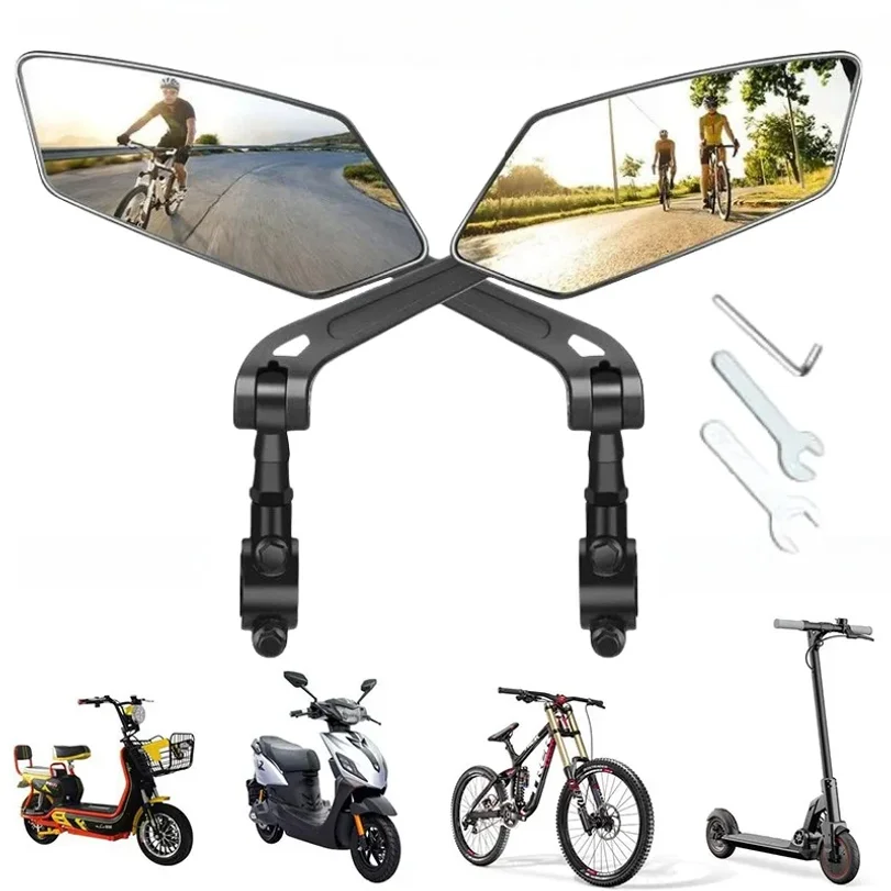 Bicycle Rearview Mirror 360 Rotation Adjustment For Motorcycle Electric Bike Handlebar Reflective Mirror Accessory