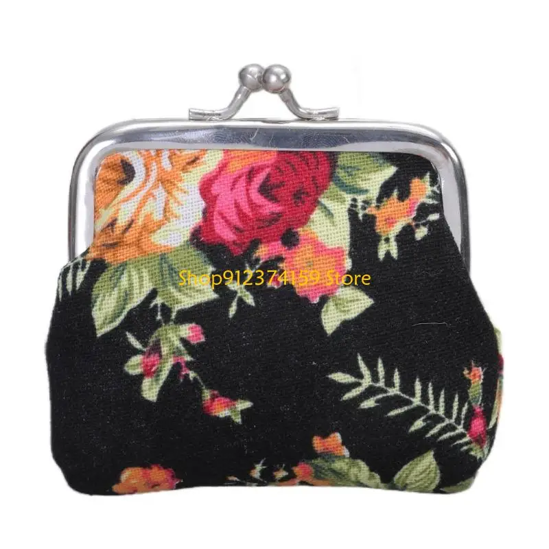 G5AE Coin Purse,Floral Change Purse,Canvas Coin Purse Wallet with Clasp,Coin Wallet