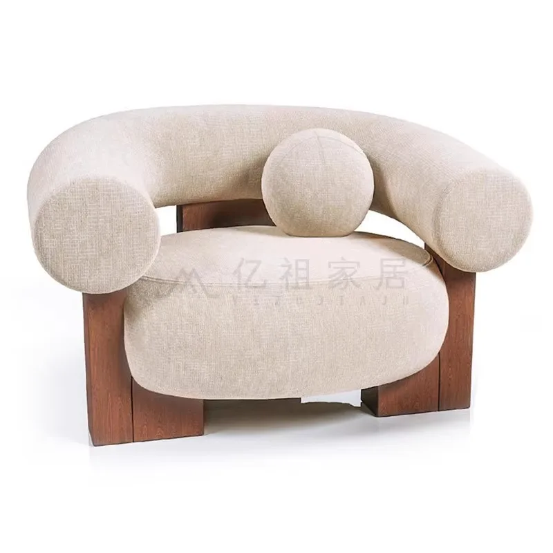 Italian light luxury solid wood sofa chair designer sales office negotiation sofa homestay model room multi-person leisure sofa