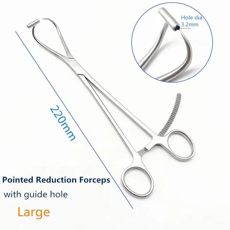 Orthopedic Pointed Reduction Forceps with Guide Hole Kirschner Wire Needle Guider Hole Orthopedic Surgical Instruments