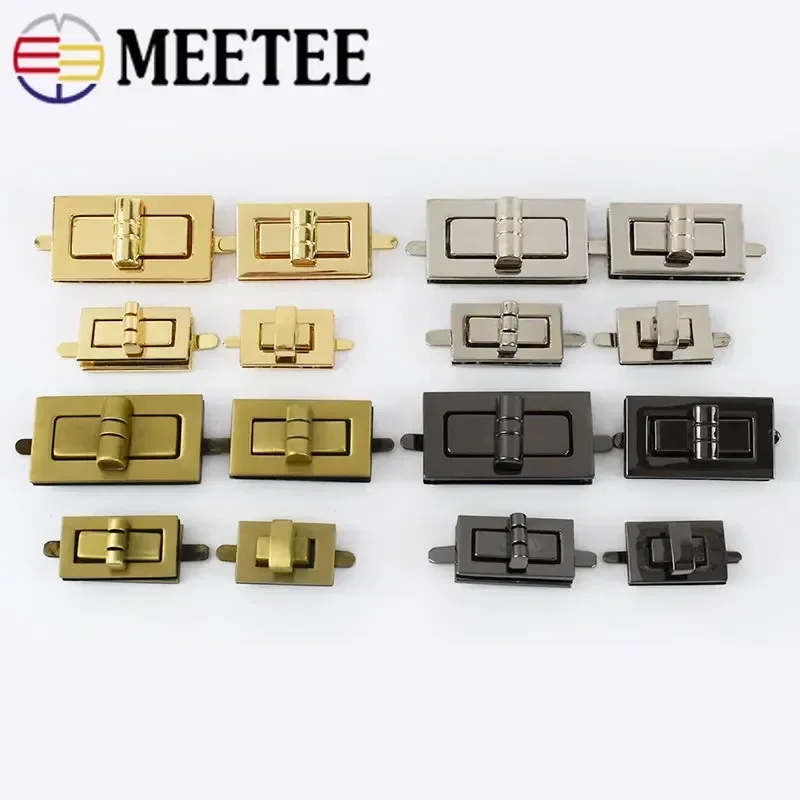 2/5Sets Meetee Metal Twist Turn Lock Snap Clasps Purse DIY Handmade Closure Hasp Buckle Crafts Locks for Bag Part Accessories