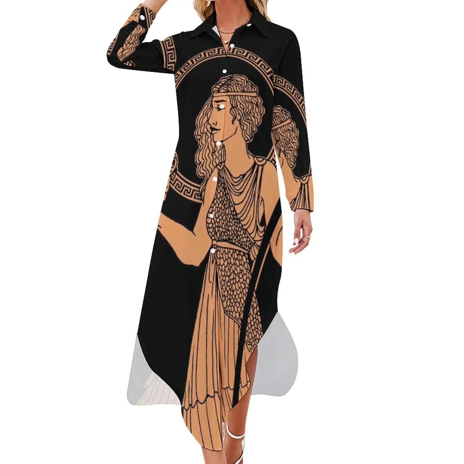 

Athena Pottery Long Sleeved Shirt Dress summer clothes long dresses for women