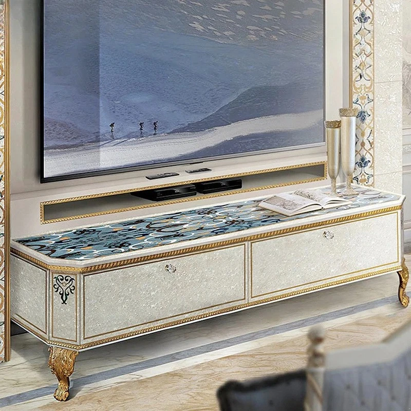 

Luxury TV Cabinet European Solid Wood Audio Visual Cabinet Shell Parquet Villa Combination French TV Cabinet