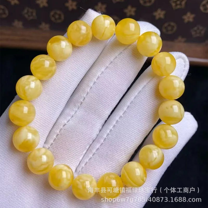Natural Amber Chicken Oil Yellow Bracelet With Rich Wax Texture, Standard Jewelry