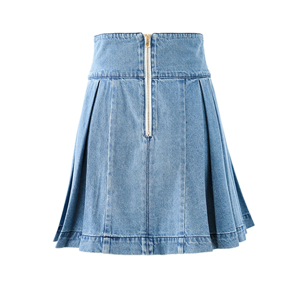 Women Summer Y2K Mini Table Tennis Denim Pleated Skirt High Waist Fashion Lady Saia  Quality