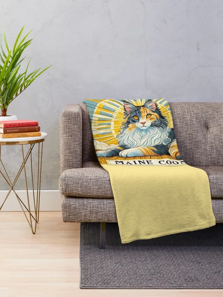 Dilute Calico Maine Coon Cat Throw Blanket Single Flannels Thermals For Travel Blankets