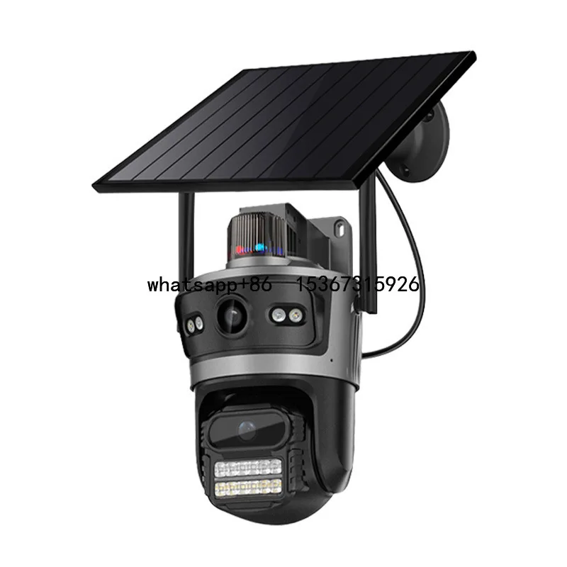 

24hour Record AOV Solar Security Cameras Wireless Outdoor with Dual Lens Battery Powered Camera Pan Tilt 4MP PIR 4G Solar Camera